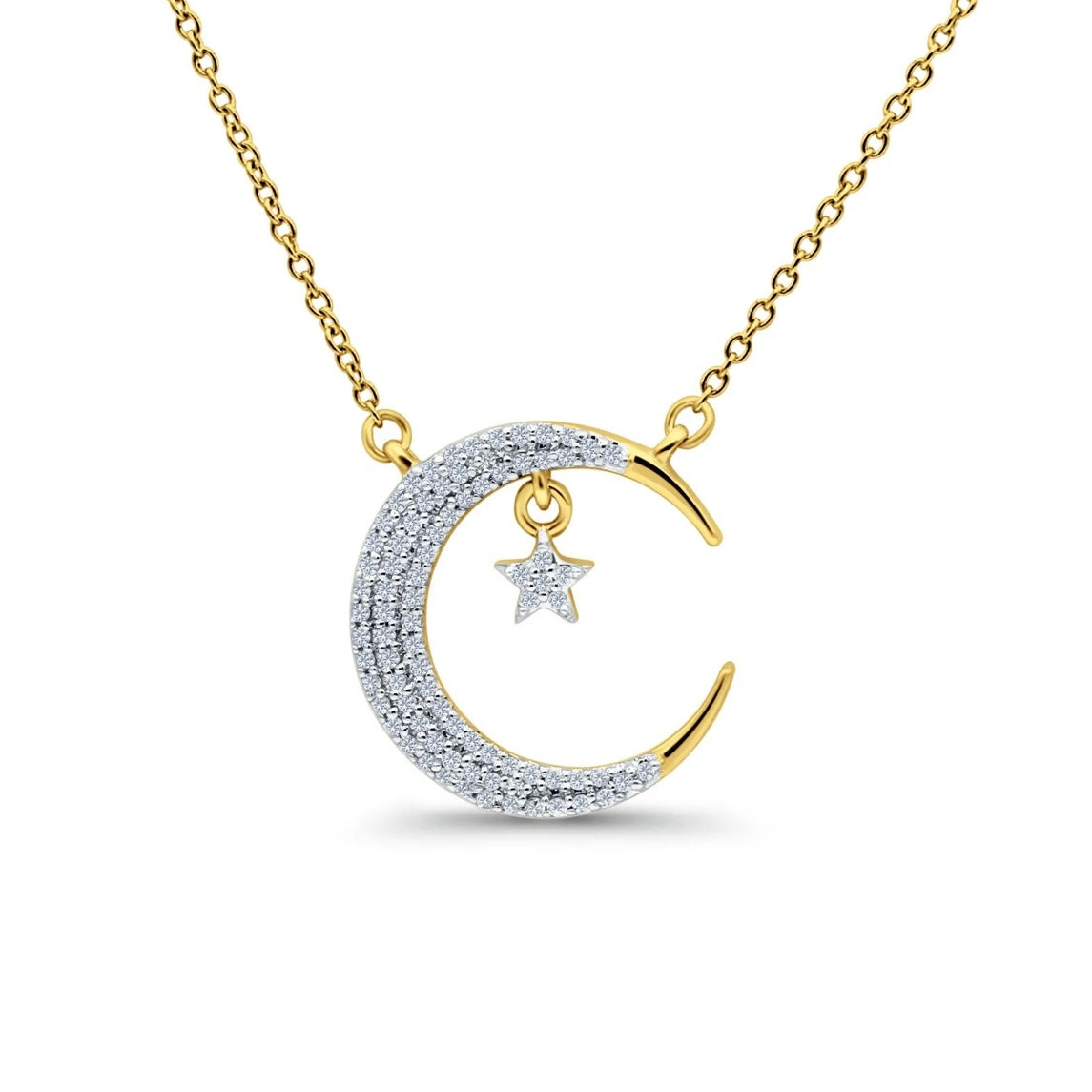 14K Yellow Gold Crescent Moon Diamond Pendant 001-160-02604 | Quality Gem  LLC | Bethel, CT